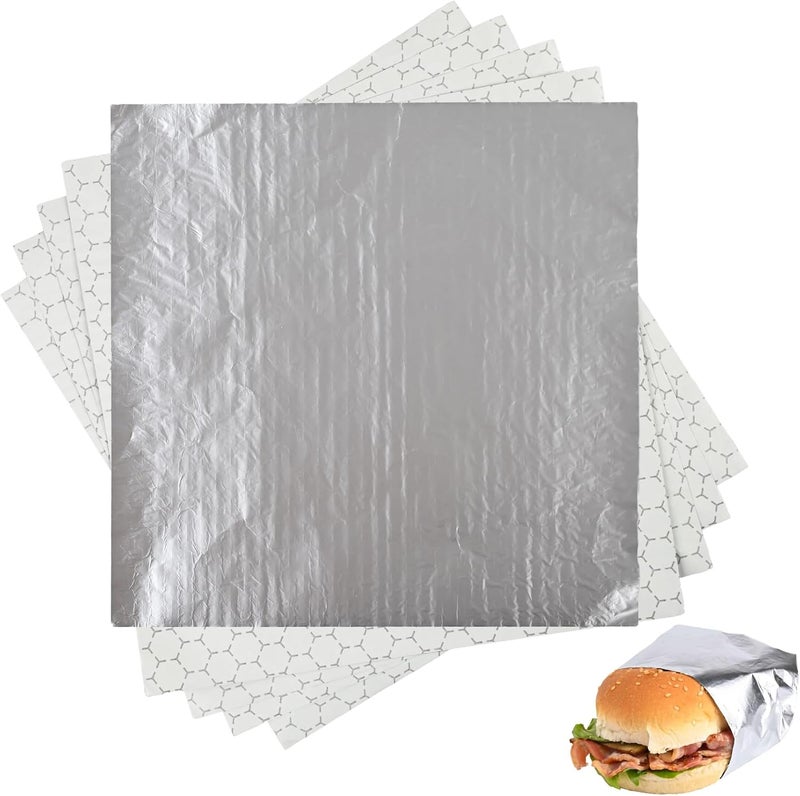 CELSOL 100 Pack Premium Insulated Foil Sandwich Wrap Sheets, 12"x12" Pre-Cut Foil Paper for Hot Dogs, Burgers, Burritos, Food Wrapping, Grease-Resistant and Waterproof, Heat & Cold Insulation for Freshness - Image 1